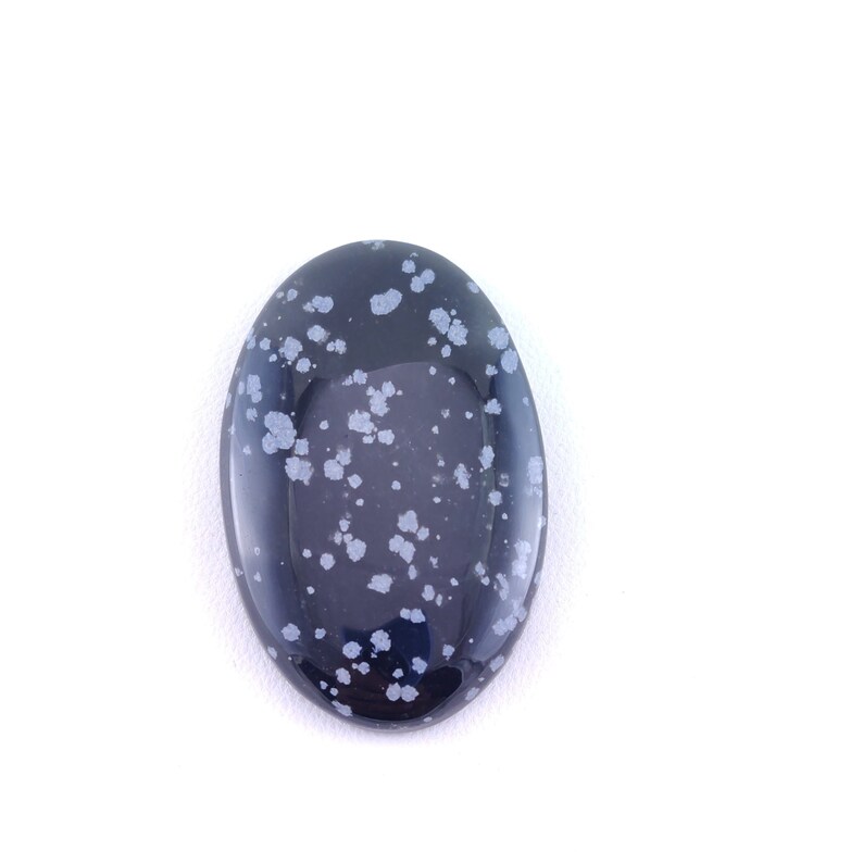 51x39x7 mm 81.85 Crt. Snowflake Obsidian Loose Oval Gemstone Handmade Cabochon