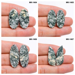 Outstanding Top Grade Quality 100% Natural Tree Agate  Cabochon Loose Gemstone Pair For Making Earrings
