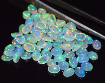 Ethiopian Opal Lot, 7x5 MM. Oval Shape Cabochon Calibrated Wholesale Lot opal Cabochon Natural Ethiopian Opal Pieces Wise Gemstone.