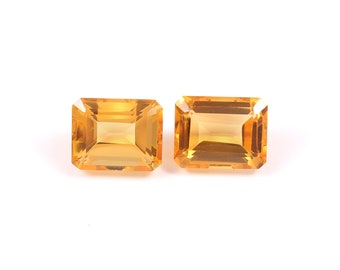 Natural Citrine Faceted Stone Octagon Shape Loose Gemstone Faceted Yellow Octagon Citrine Lot, 5x7mm to 9x11mm Pair Christmas sale