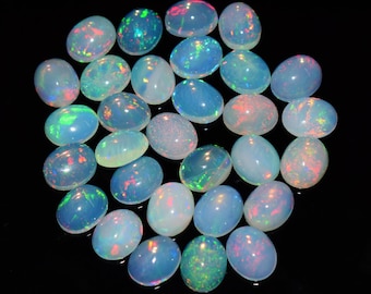 Ethiopian Opal 9x11 MM. Top Quality Oval Shape Calibrated Wholesale Lot fire opal Cabochon Natural Ethiopian Opal Pieces Wise Gemstone.