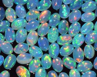 Ethiopian Fire Opal, 6x4 MM. Oval Shape Cabochon Calibrated Wholesale Lot quality opal Cabochon Natural Ethiopian Opal Pieces Wise Gemstone.