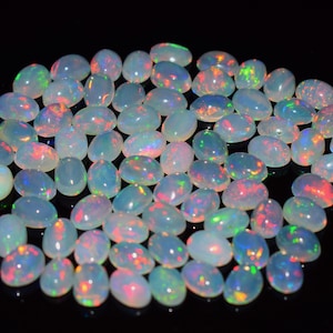 Opal Fire Calibrated, 7x5 MM. Oval Shape Cabochon Calibrated Wholesale Lot opal Cabochon Natural Ethiopian Opal Pieces Wise Gemstone.