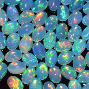 Ethiopian Fire Opal Top Quality Oval Shape Calibrated Wholesale Lot opal Cabochon Natural Ethiopian Opal Pieces Wise Gemstone.