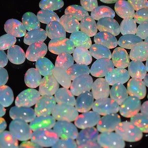 Top Quality Natural Fire Opal, 6x4 MM. Oval Shape Calibrated Wholesale Lot opal Cabochon Natural Ethiopian Opal Pieces Wise Gemstone.