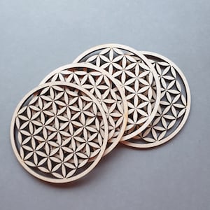 Flower of Life Coasters Under glass Wooden Flower of Life Wood Secred Geometry Sacral Gift