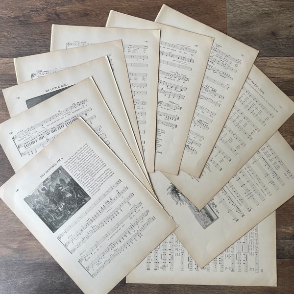 Stunning Antique Music Book Pages (c. 1899) | Set of 10