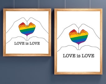 Love is Love LGBT LGBTQ Lesbian & Gay Flag Poster |  Digital Download