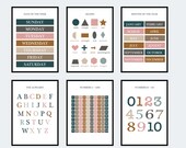 6 Digital Educational Posters, Homeschool Printable, Wall Art, Kids Learning Posters, Educational Wall Art, Kids Room Prints, Nursery Prints