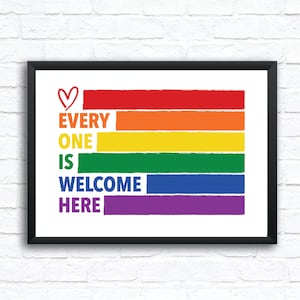 LGBT POSTER - Everyone Is Welcome Here - Pride Poster | Digital Download