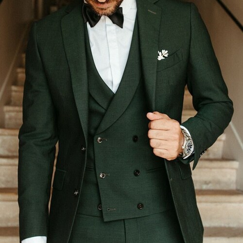 Men Suit Dark Green Wedding Suit Groom Wear Suit 3 Piece Suit - Etsy