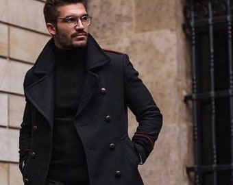 Bigbarry Mens Winter Outdoor Solid Two Button Fashion Outerwear Trench Coat Bigbarry Mens Winter Outdoor Solid Two Button Fashion Outerwear Trench Coat
