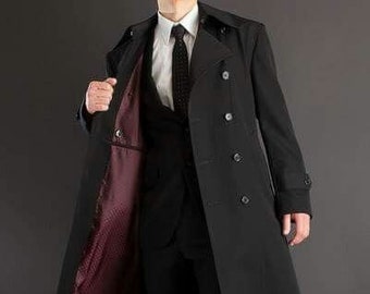 Men long coat black Clearance