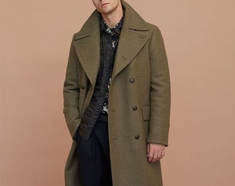 Abrigo de lana para hombre ropa de moda abrigo cálido de lana Parka Vintage para hombre primav HON 