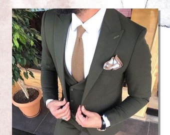Men Suit Dark Green Wedding Suit Groom Wear Suit 3 Piece Suit | Etsy India