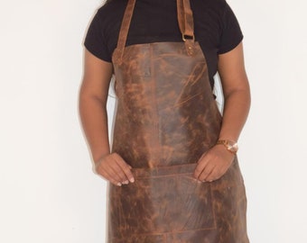 Brown Buffalo Leather Apron for Blacksmiths Tradesmen Artisans Workshop Chefs Apron Christmas gifts * I do BBQ * Kitchen apron * Chef gift