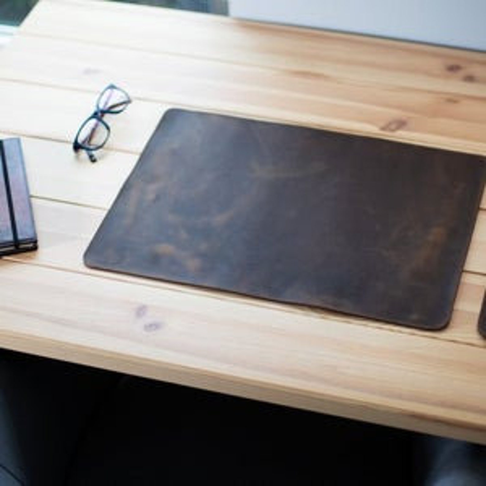 Chromed Leather Desk Pad / Leather Table Cover / Custom Table Etsy
