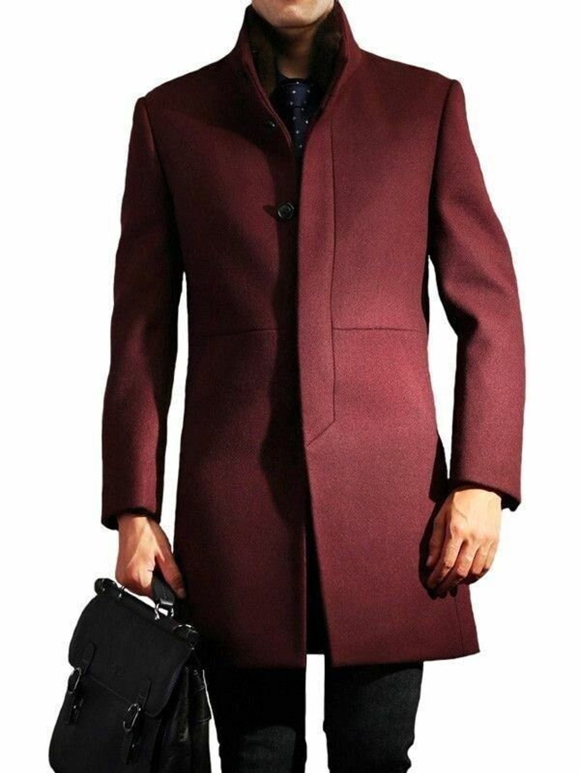 Men Maroon Overcoat Vintage Long Trench Coat Men New Jacket - Etsy