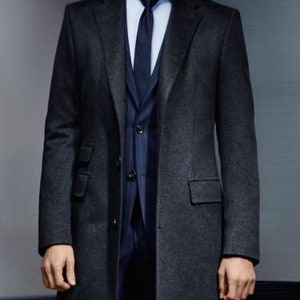 Men Black Overcoat Vintage Long Trench Coat Men New Jacket Coats Mens ...