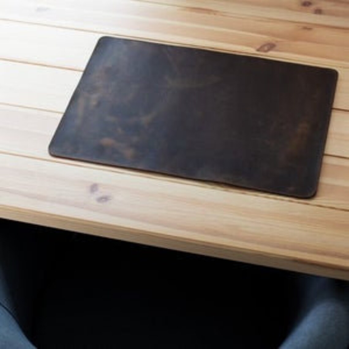 Chromed Leather Desk Pad / Leather Table Cover / Custom Table Etsy