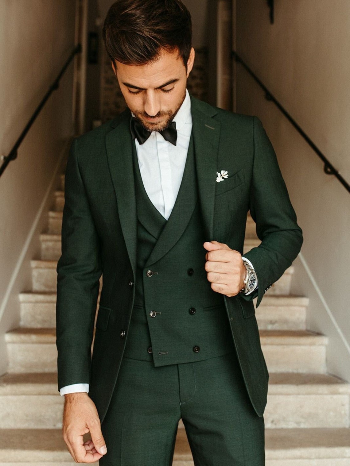 Men Suit Dark Green Wedding Suit Groom Wear Suit 3 Piece Suit image 1