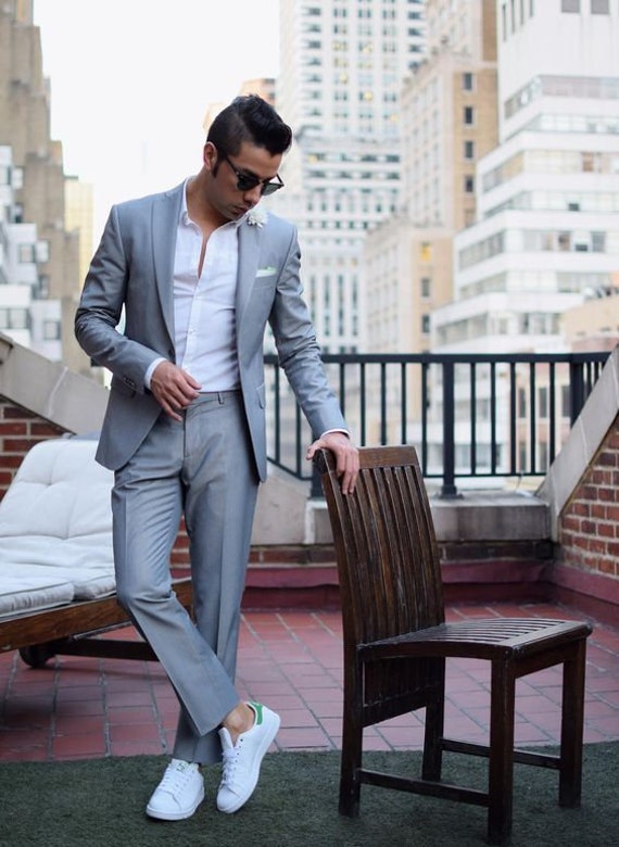Shirt Dress With Grey Suit