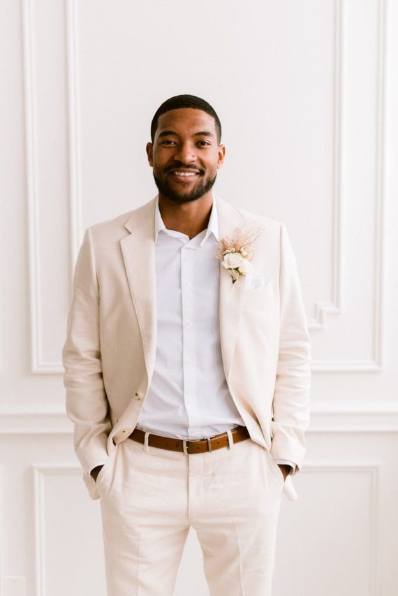 Men Linen Tan Wedding Suit Summer Suit Wedding Suits men Dinner