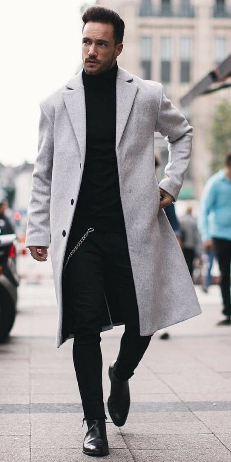 Men White Overcoat Vintage Long Trench Coat Men New Jacket | Etsy