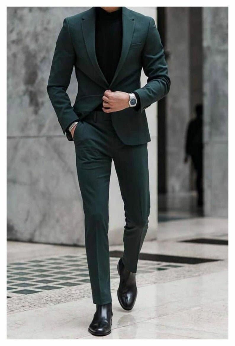 Men Suit Stylish Green Suit 2 Piece ...