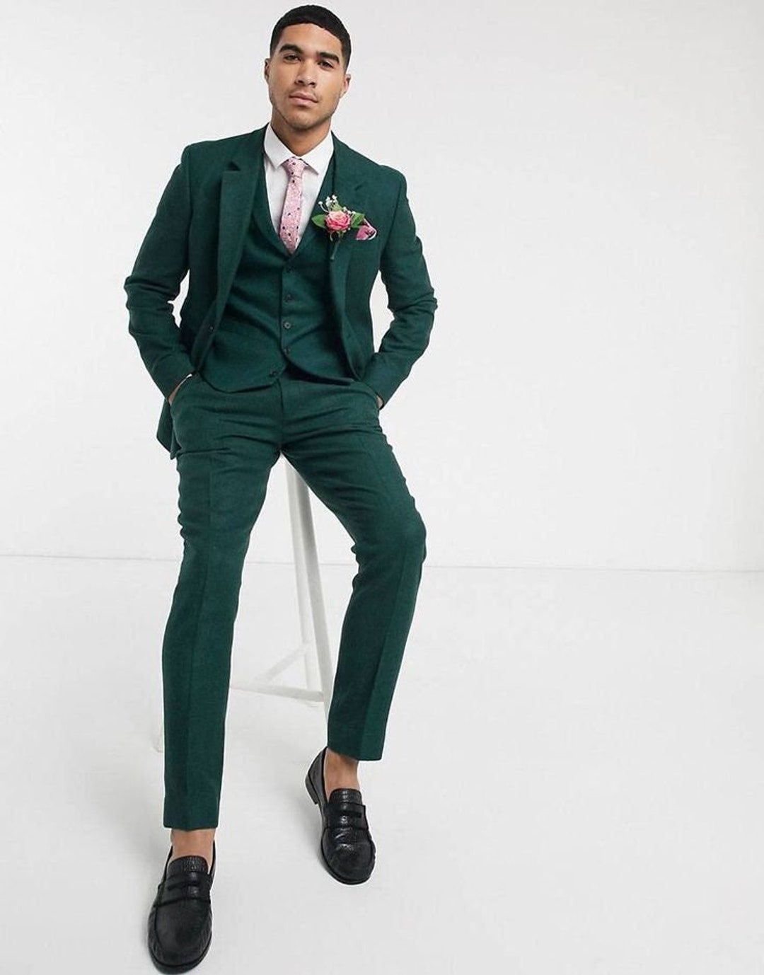 Men Suit Dark Green Wedding Suit Groom Wear Suit Piece Suit - Etsy