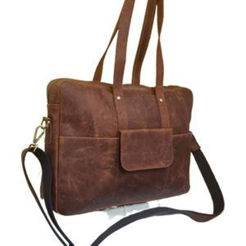 17 inches GENUINE LEATHER Messenger BAG Laptop Notebook Bag Men Messenger Bag Shoulder Bag Brown satchel