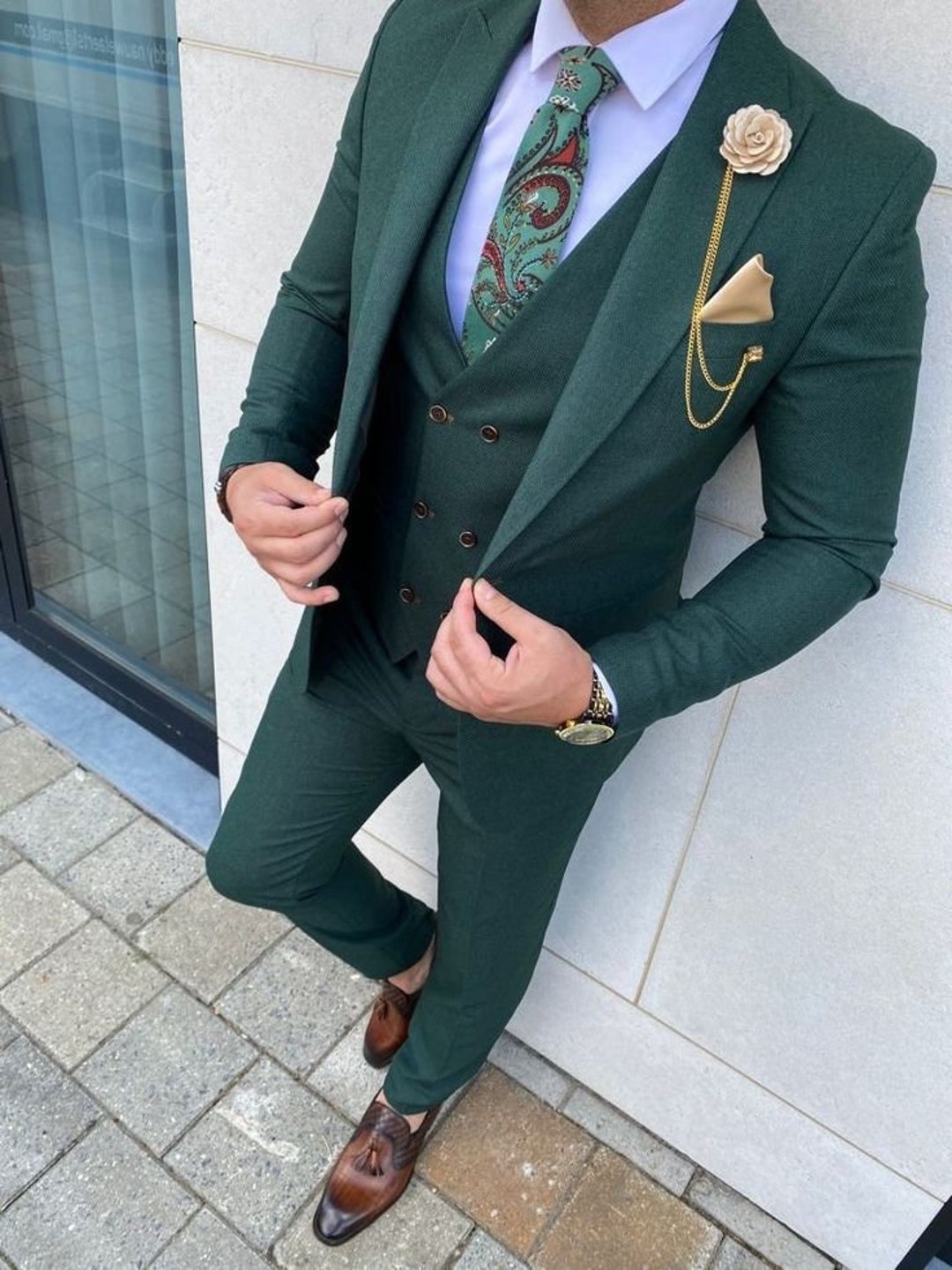 Men Green Suit Green Wedding Suit Groom Wear Suit 3piece Suit Two ...