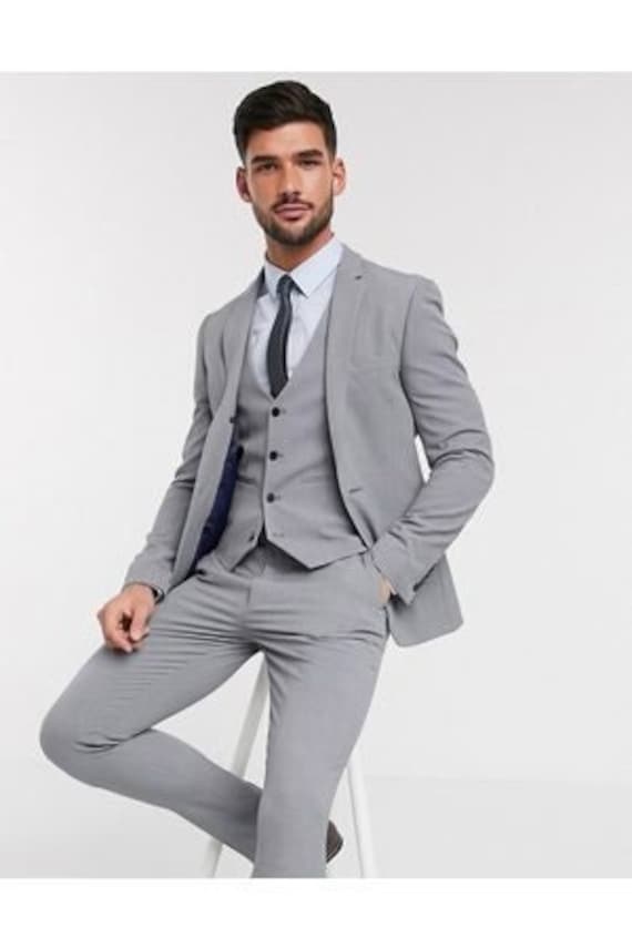 Traje hombre gris traje de traje gris traje boda - Etsy España