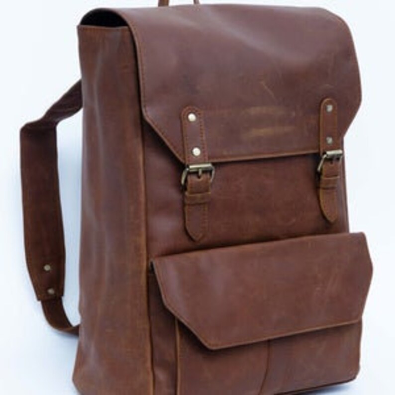 large backpack 17 inch Handmade leather backpack School College laptop backpack Rucksack