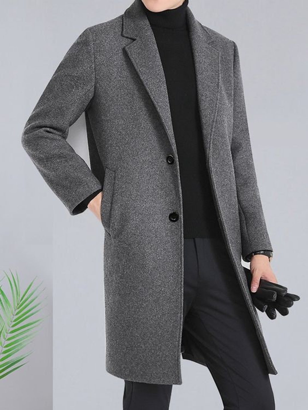 Men Grey Overcoat Vintage Long Trench Coat Men Long Jacket Coat Men ...