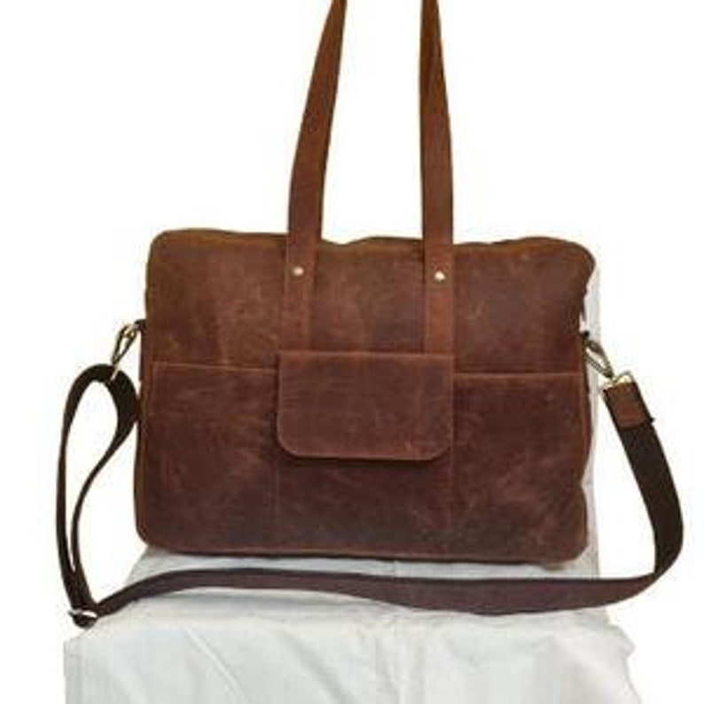 17 inches GENUINE LEATHER Messenger BAG Laptop Notebook Bag Men Messenger Bag Shoulder Bag Brown satchel