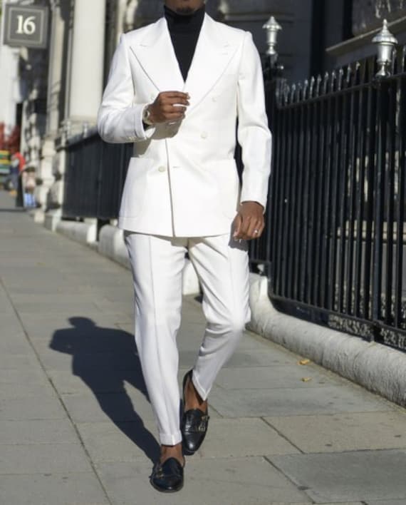 Men Suit White Double Breasted Suit Groom Wedding Dinner Suit Groom Wear Men  Slim Fit Suit Men African Suit Formal Suit Groomsmen Suit -  Israel