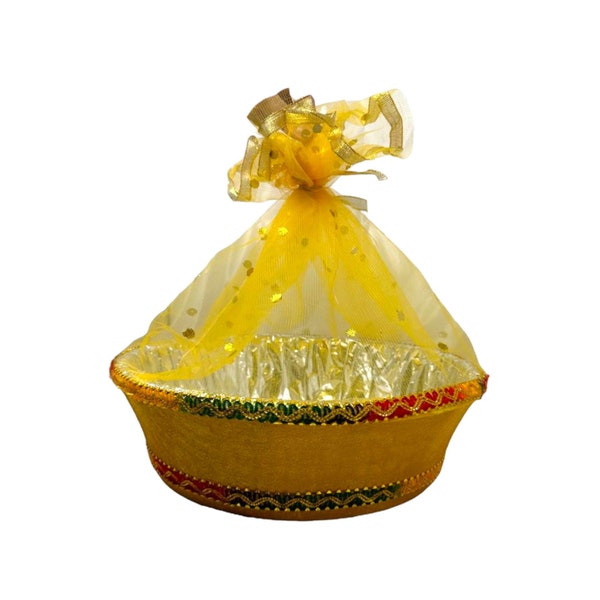 Large Size  15"x 11"x 5.5" Deep Gift Basket Velvet Covered Foil Inside for Weddings Haldi Mehndi