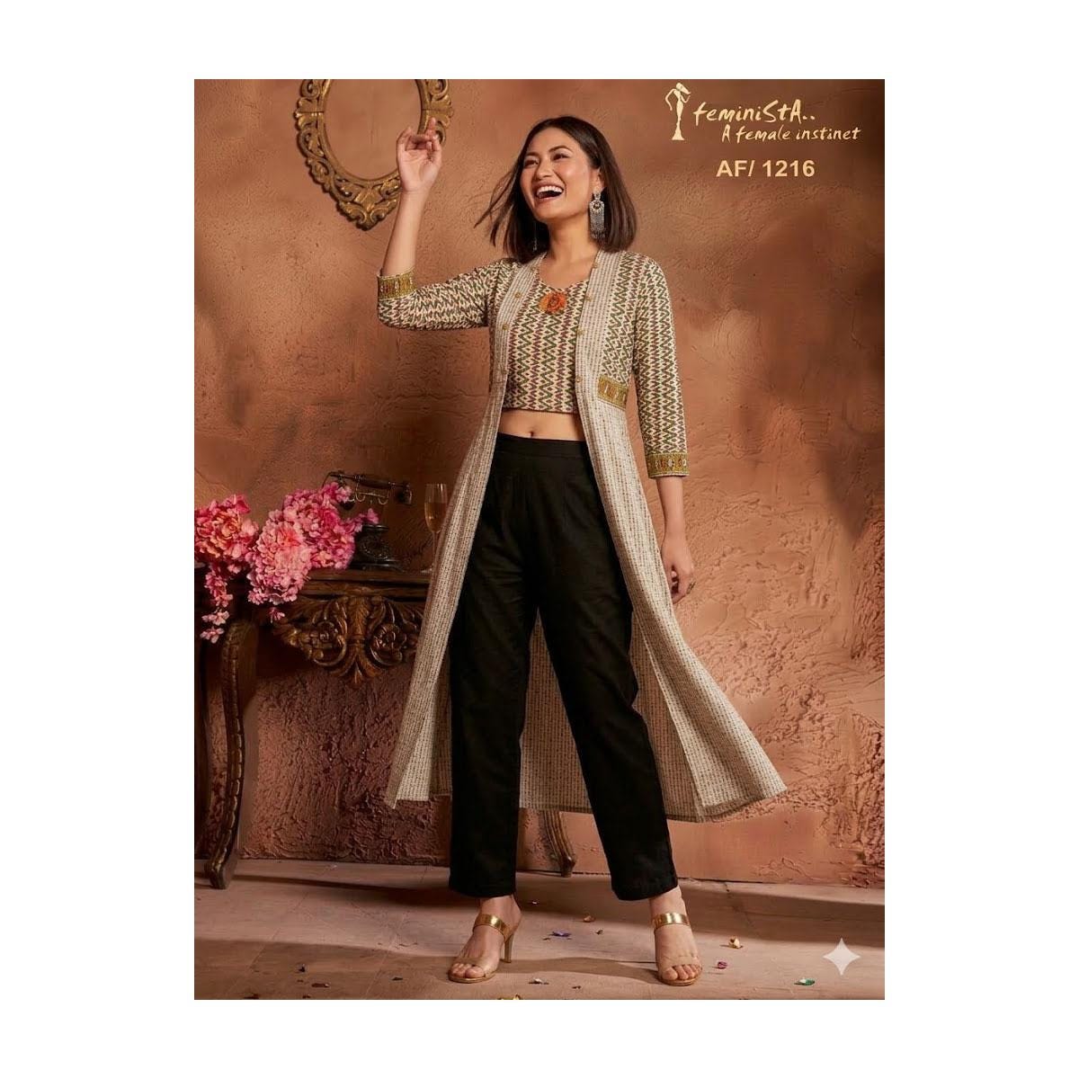 slim fit dress slacks Swarovski & Crystal Indo Western Dress main image 1