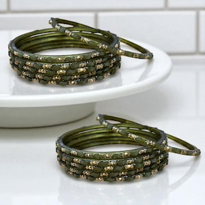 Pooja Indian 12 Pc Glass Bangles Churiyan Kangan Set  2-4 2-6  2-8 #3