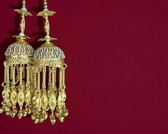 K4 - Layered Gold Kalire with White Beads – Punjabi Bridal Wedding Ornament