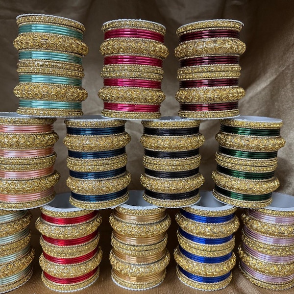 1181GLD - Indian Colorful Bangle Kada Kangan Set Bridal, wedding gift Jewelry