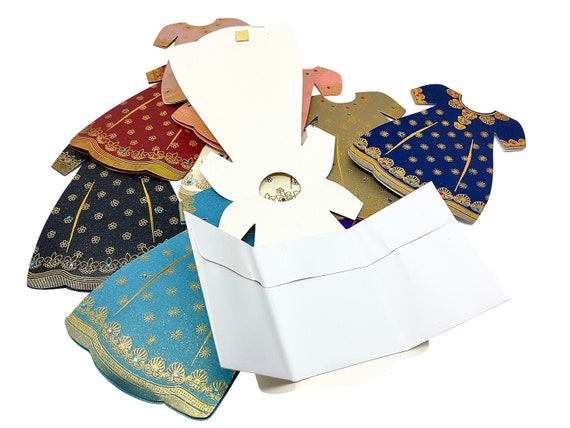 PACK OF 10 Cash Shagun Bandhani Envelopes Favor Indian Wedding Eid Gift #605F 
