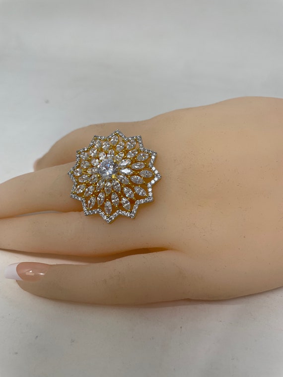 Radiant and Half Moon Diamond Engagement Ring