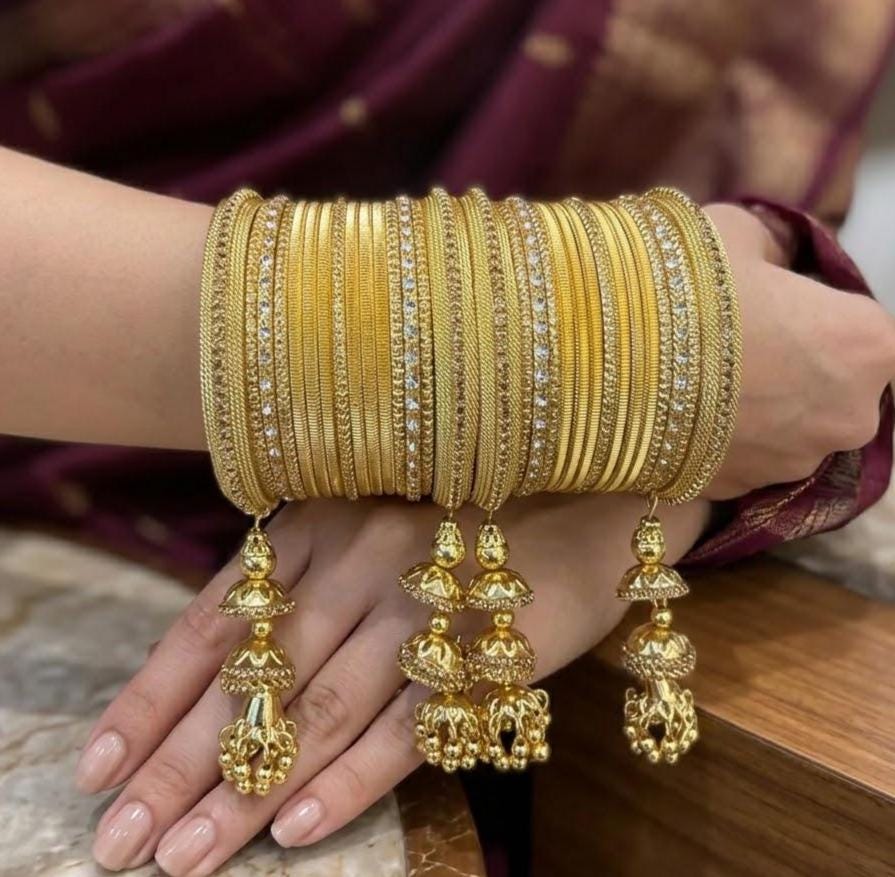 Kalires 1249 - Gold Color Bangle Set With Kalire for Wedding, Anniversary ...
