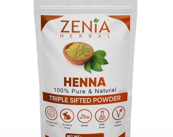 Henna Powder for Hair Dye/Color Body Art Designs Tattoo | 100% Pure and Natural | Tripled Sifted BAQ | Reddish-Brown | 2021 Fresh New Crop