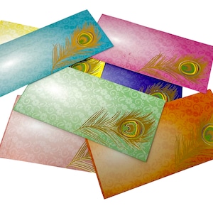 PACK OF 7 Cash Shagun Bandhani Envelopes Pooja Favor Indian Wedding Ramadan Eid Gift Cash Envelope Cover #018K