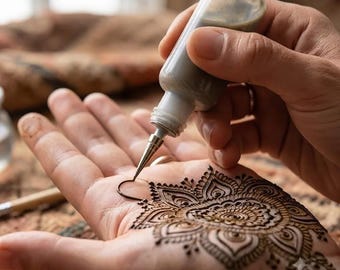 Natural Ready-to-Use Henna Paste | 0.7mm Stainless Steel Precision Tip