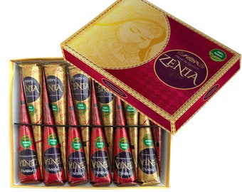 12 Pack Zenia 100% Natural Henna Cones