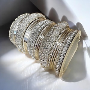 1181slv  Indian Bridal Chuda Churiyan Metal Silver Kangan Bangles Set